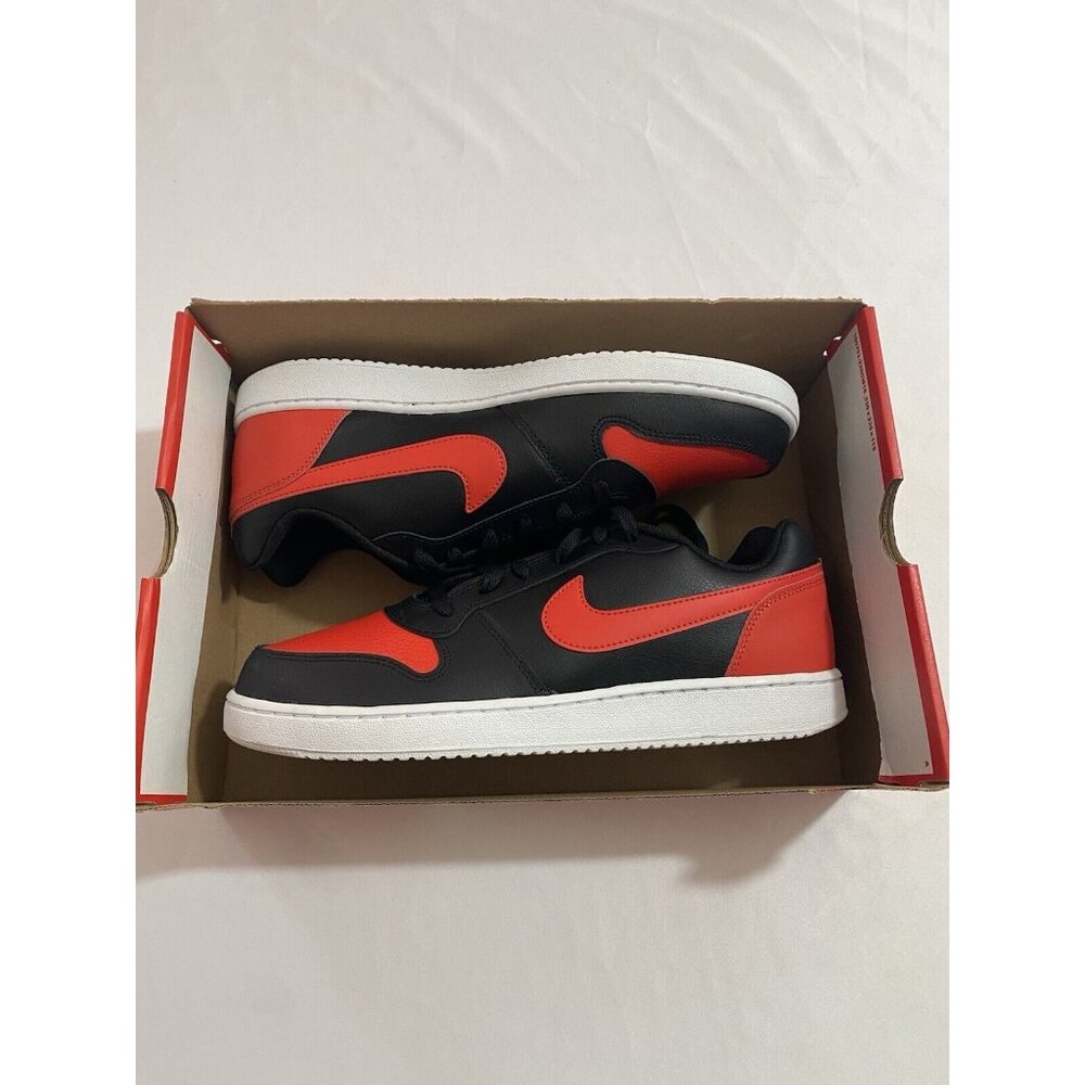 New Mens Size 10.5 Black Red Nike Ebernon Low Tennis Shoes AQ1775 004